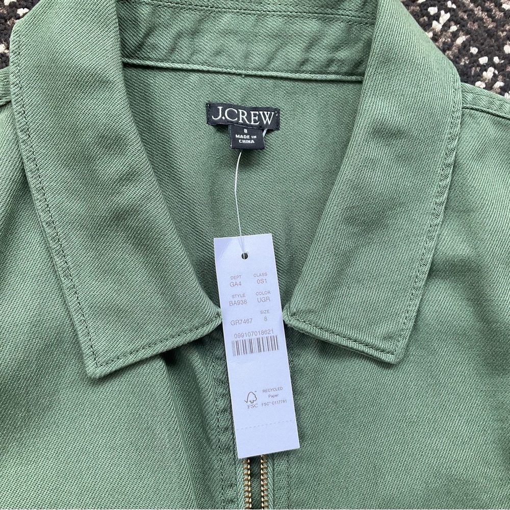 J. Crew Olive Utility Mini Dress with Zip Front